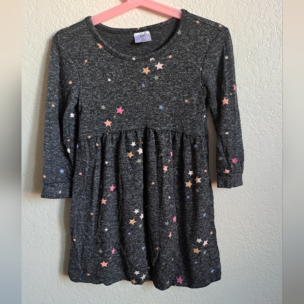 Gap Girls Gray Star Print Sweater Dress Size 3T